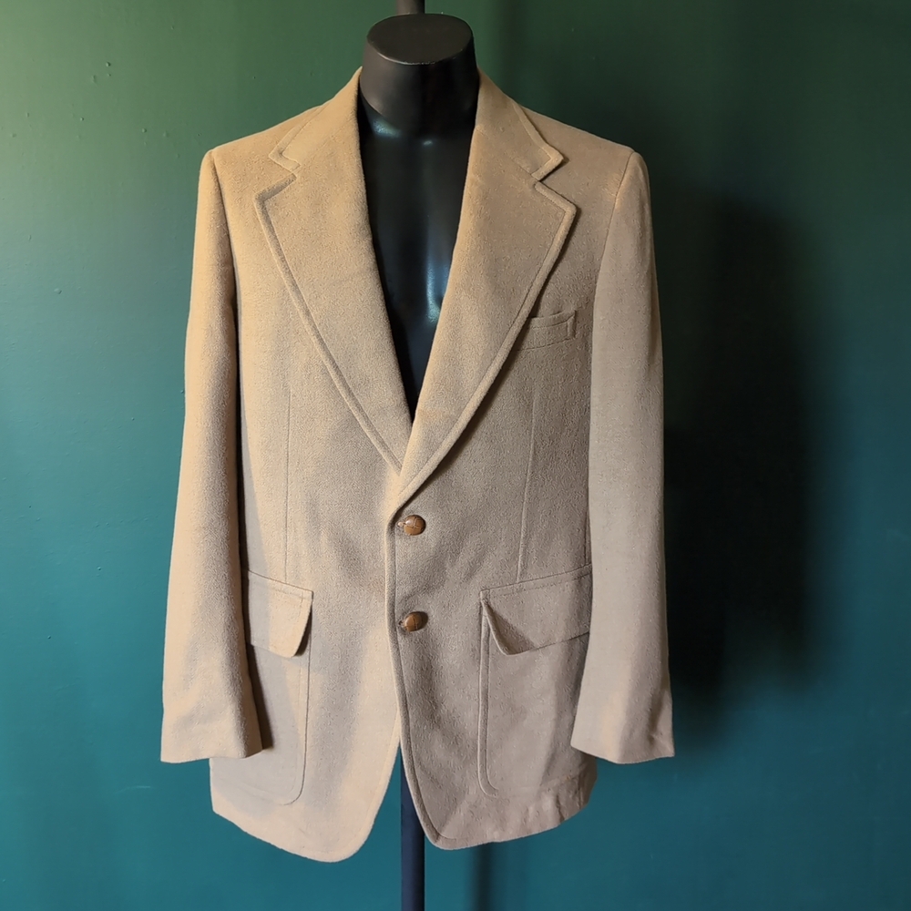 Men's Custom Made 100% Camel Hair 2-Button Suit Jacket, No Size Tag